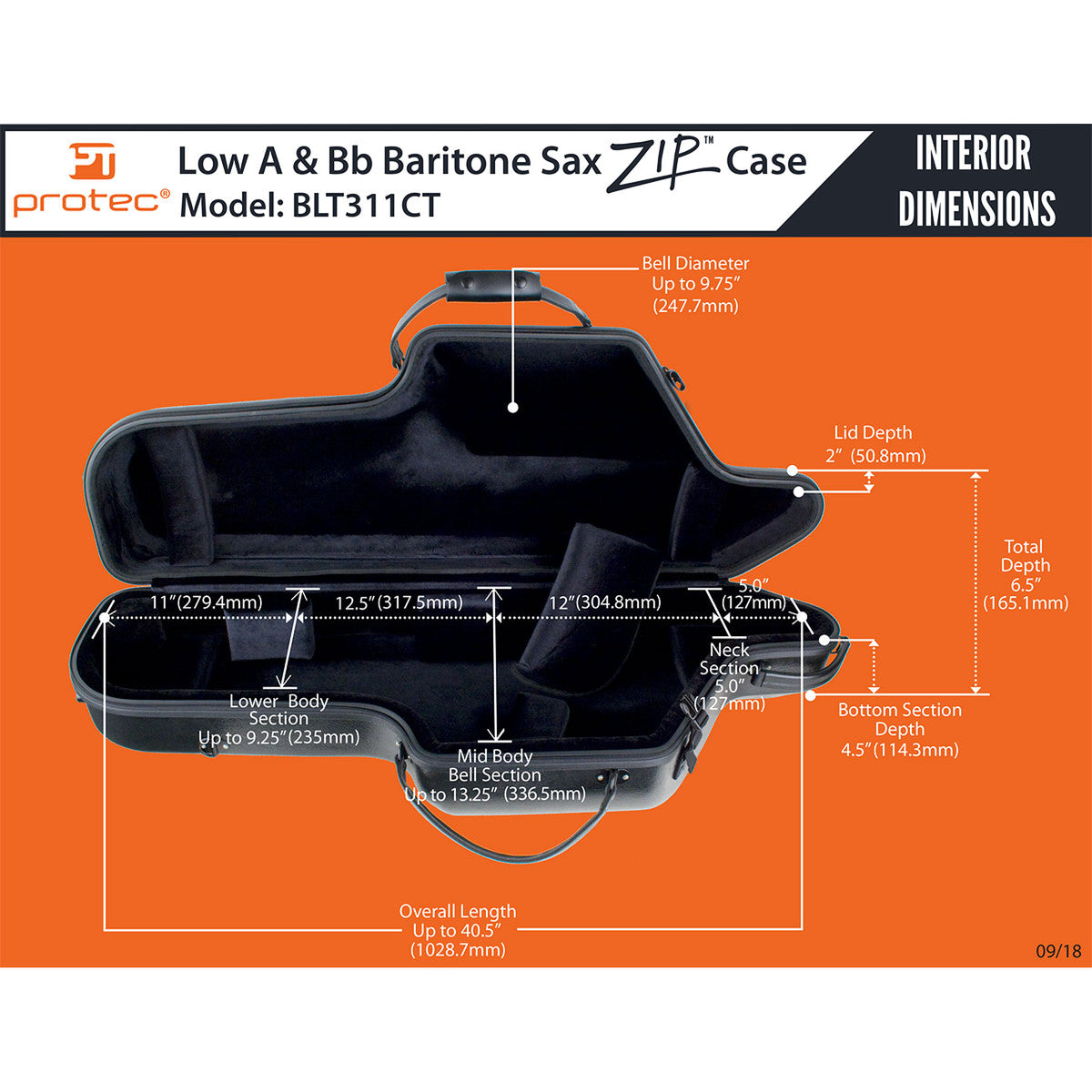 Protec Baritone Sax Case with Wheels, Bullet Series matterhornmusic.ca