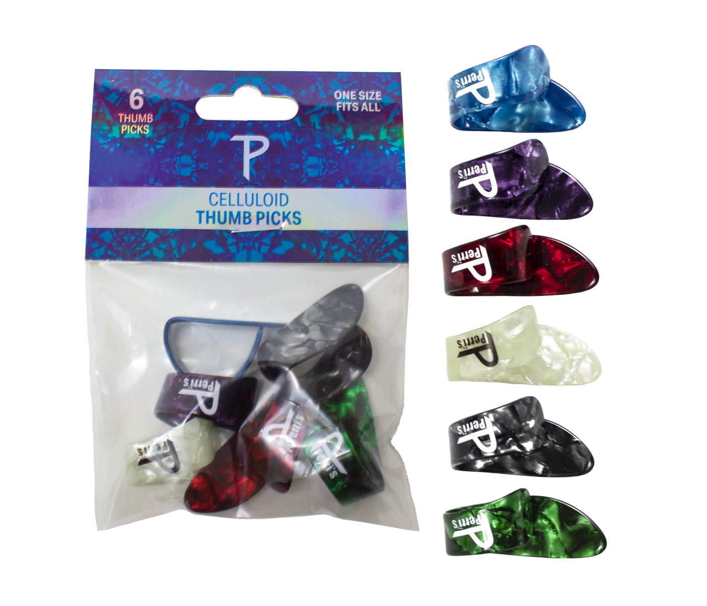 Perri's Leathers Celluloid Thumb Picks - 6 Pack - CTP-AST1