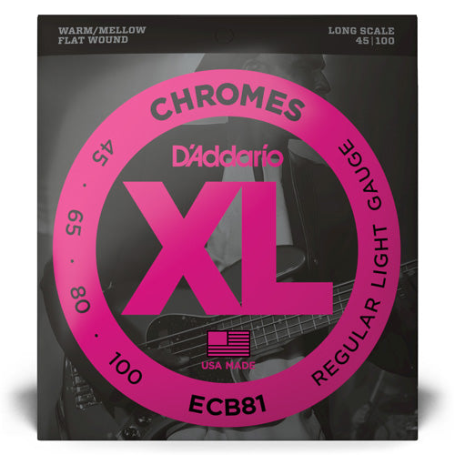 D'Addario XL Chromes Long Scale 45-100 Electric Bass Strings - Regular Light Gauge - ECB81