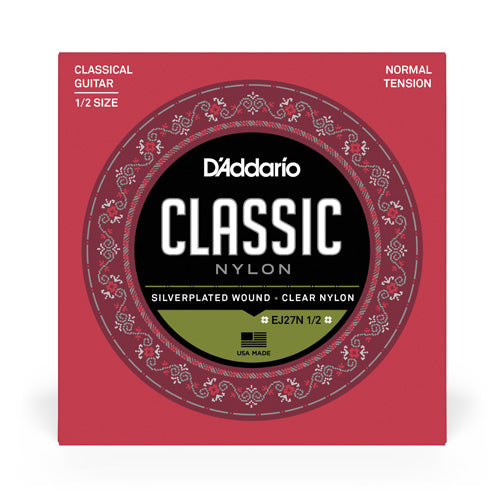 D'Addario Classic Nylon Classical Guitar Strings - 1/2 Size - EJ27N12