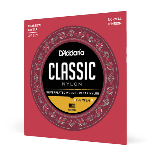 D'Addario Classic Nylon Classical Guitar Strings - 3/4 Size - EJ27N34