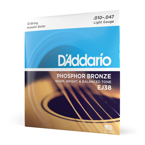 D'Addario Light Gauge Phosphor Bronze 12-String Acoustic Guitar - EJ38