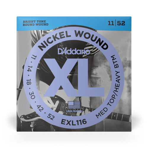 D'Addario XL Nickel Wound 11-52 Electric Guitar Strings - Med Top/Heavy Bottom - EXL116