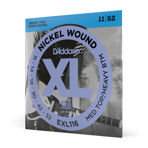 D'Addario XL Nickel Wound 11-52 Electric Guitar Strings - Med Top/Heavy Bottom - EXL116