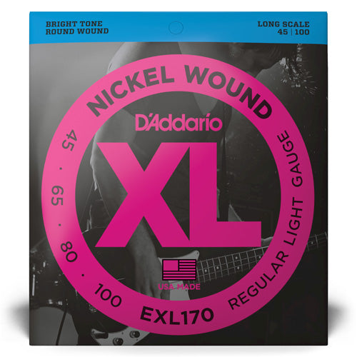 D'Addario XL Nickel Wound 45-100 Electric Bass Strings - Regular Light Gauge - EXL170